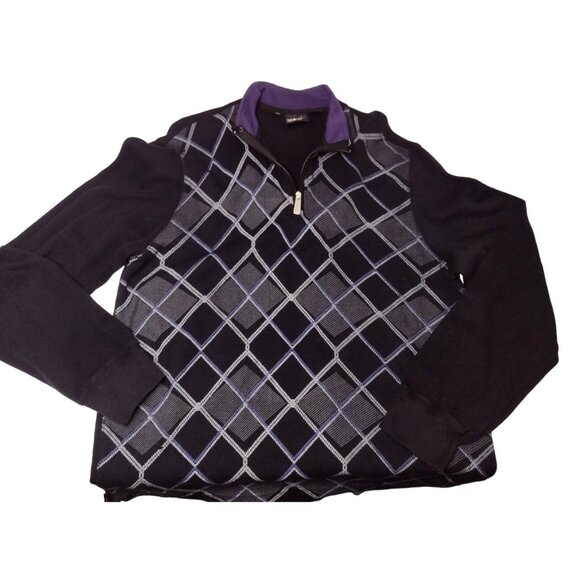 Point Zero Y2K Mens Popover Argyle Sweater Size M Whimsigoth Preppy Golf Skater - Picture 1 of 7